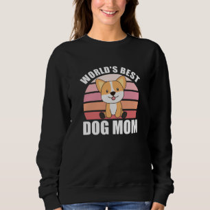 Sweatshirt Worlds Best Chien Maman - Chien Corgi Vintage couc