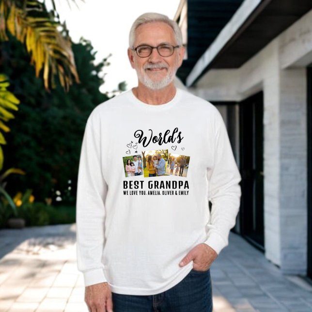 Sweatshirt World's Best Grandpa Custom 3 Photo Collage (Créateur téléchargé)