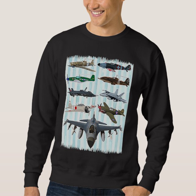 Sweatshirt WW2 Planes Warbirds P51 Mustang Spitfire Messersch (Devant)