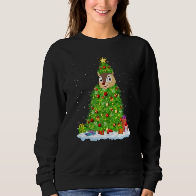 Sweatshirt Xmas Decorations Lights Santa Chipmunk Christmas T (Devant)