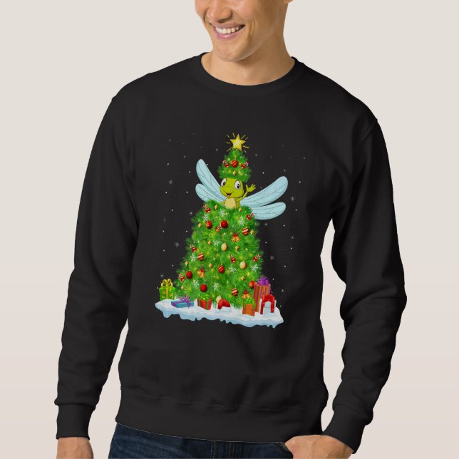 Sweatshirt Xmas Decorations Lights Santa Dragonfly Christmas  (Devant)
