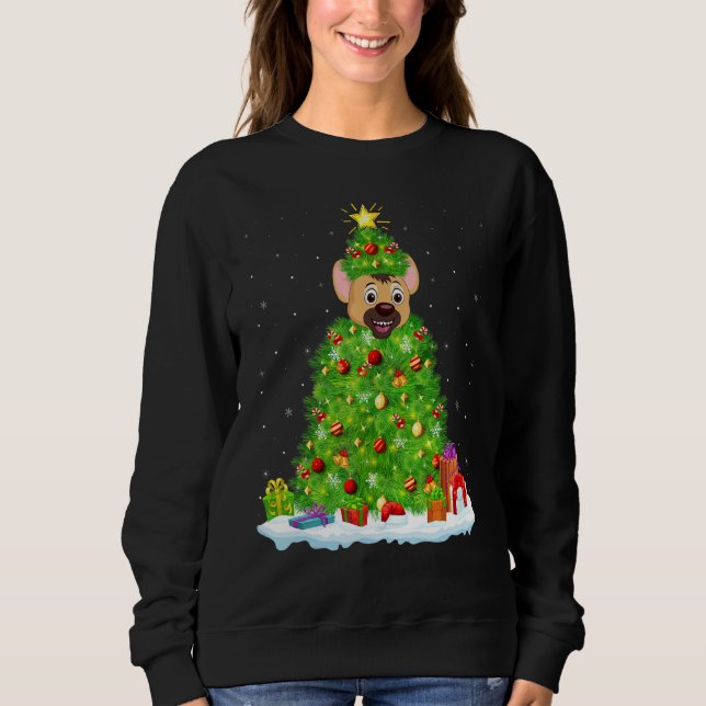Sweatshirt Xmas Decorations Lights Santa Hyena Christmas Tree (Devant)