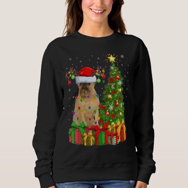 Sweatshirt Xmas Holiday Light Santa Brussels Griffon Dog Chri (Devant)