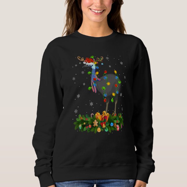 Sweatshirt Xmas Holiday Reindeer Hat Santa Cassowary Bird Chr (Devant)