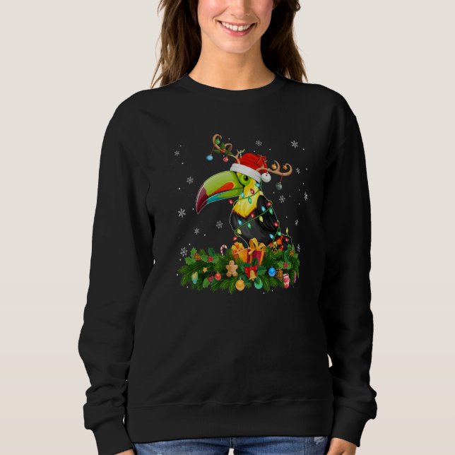 Sweatshirt Xmas Holiday Reindeer Hat Santa Hornbill Bird Chri (Devant)