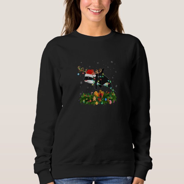 Sweatshirt Xmas Holiday Reindeer Hat Santa Orca Fish Christma (Devant)