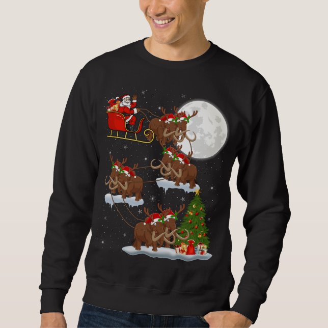 Sweatshirt Xmas Lighting Tree Père Noël équitation laine Mamm (Devant)