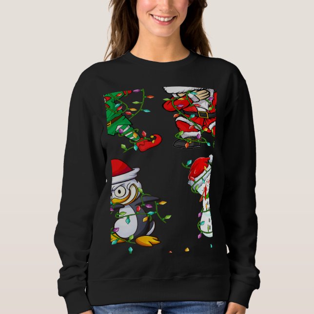Sweatshirt Xmas Lights Dabbing Santa Elf Friends Christmas Da (Devant)