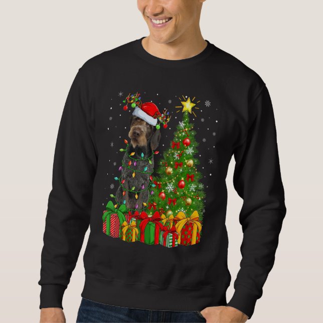 Sweatshirt Xmas Lights German Wirehaired Pointer Dog Christma (Devant)