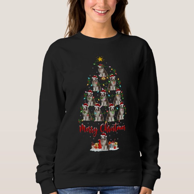 Sweatshirt Xmas Lights Santa Bearded Collie Dog Christmas Tre (Devant)