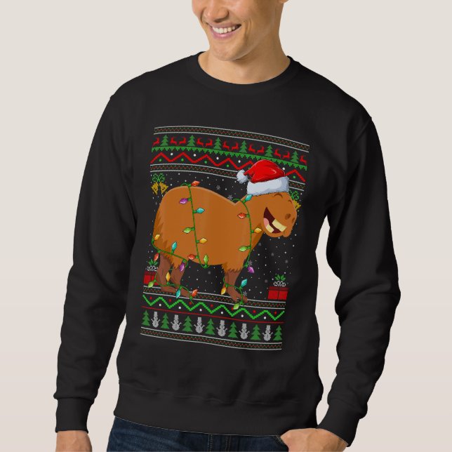 Sweatshirt Xmas Lights Ugly Sweater Style Santa Capybara Chri (Devant)