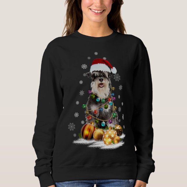 Sweatshirt Xmas Schnauzer Chien lumière de Noël Sant (Devant)