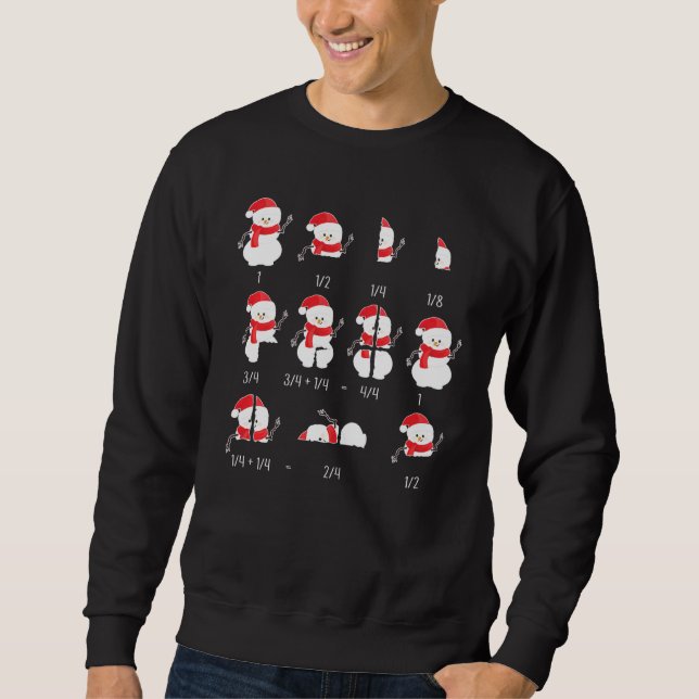Sweatshirt Xmas Snowman Santa Chapeau Fractions Math Enseigna (Devant)