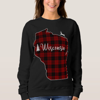 Sweatshirt Xmas Stocker pour maman Red Plaid Deer Tree Wiscon