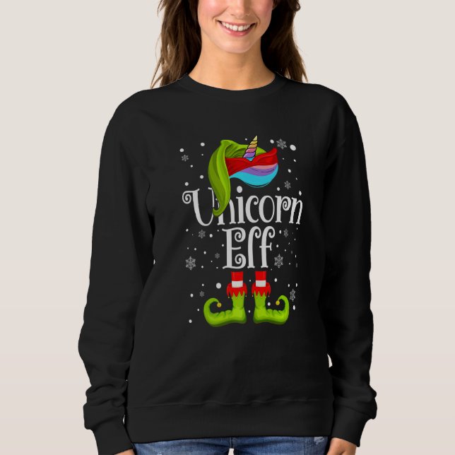Sweatshirt Xmas Unicorn Elf Matching Christmas  Elves Kids (Devant)
