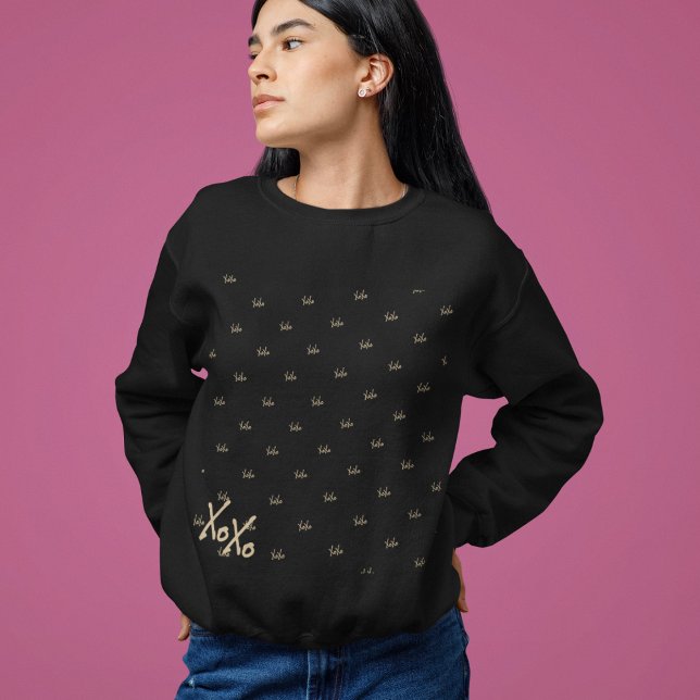 Sweatshirt XOXO Black Gold Typography Cute (Créateur téléchargé)