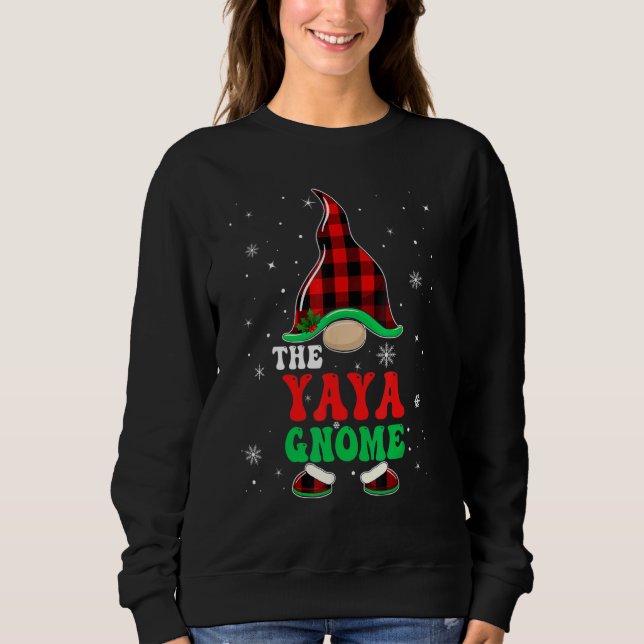 Sweatshirt Yaya Gnome Buffalo Plaid Matching Family Christmas (Devant)