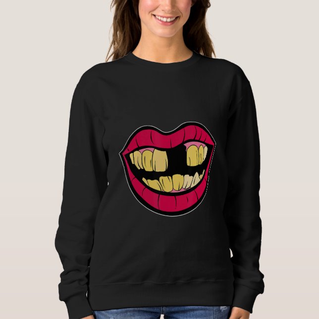 Sweatshirt Yellow teeth with tooth gap kissing mouth for 90s  (Devant)