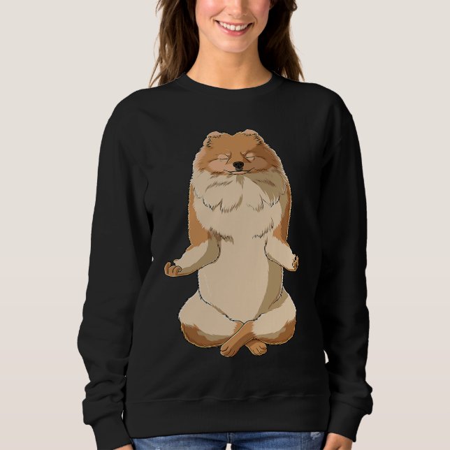 Sweatshirt Yoga Dog Pomeranian (Devant)