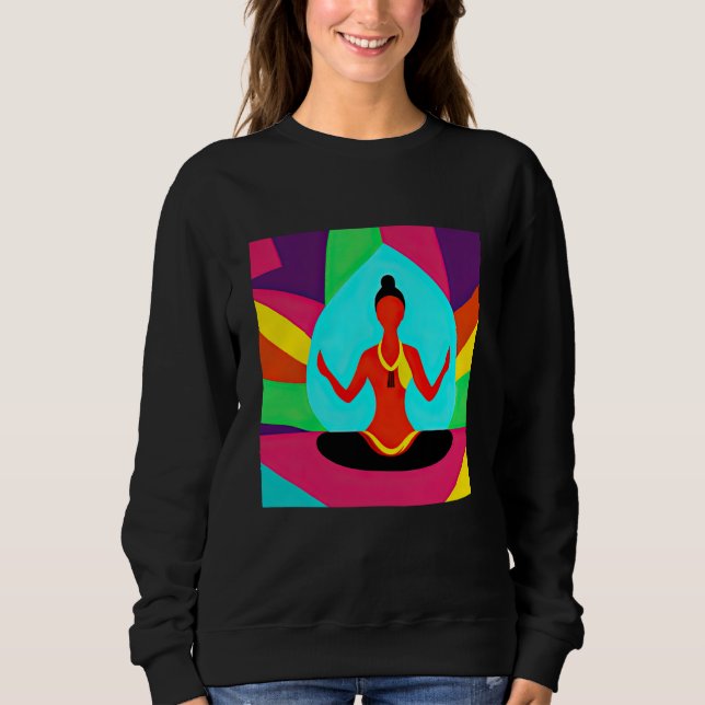 Sweatshirt Yoga Girl Female Sun Salutation Meditation Chakra  (Devant)