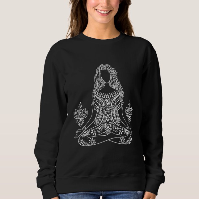 Sweatshirt Yoga Namaste Moon Buddha Pose (Devant)