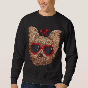 Sweatshirt Yorkie Maman Chien Lunettes de soleil Amour Coeur 