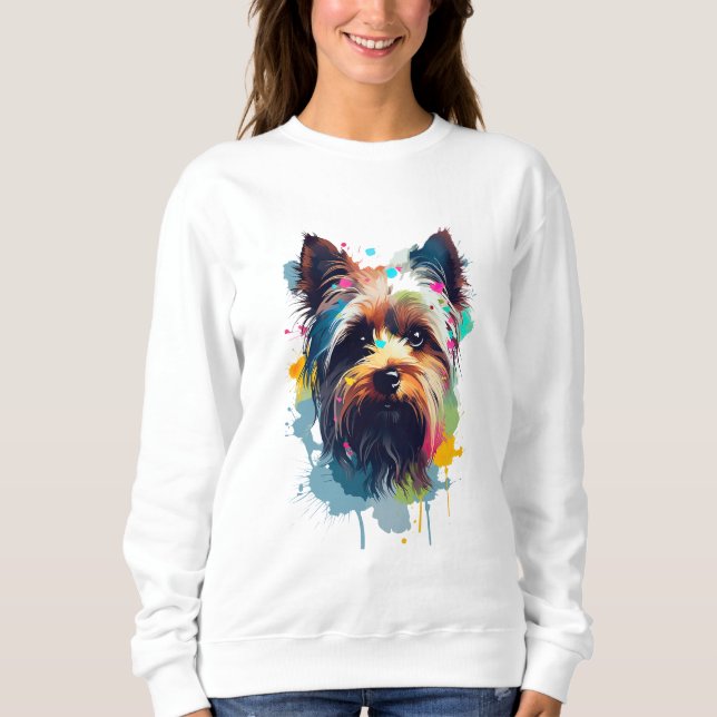 Sweatshirt Yorkshire Terrier Vibrant et coloré (Devant)