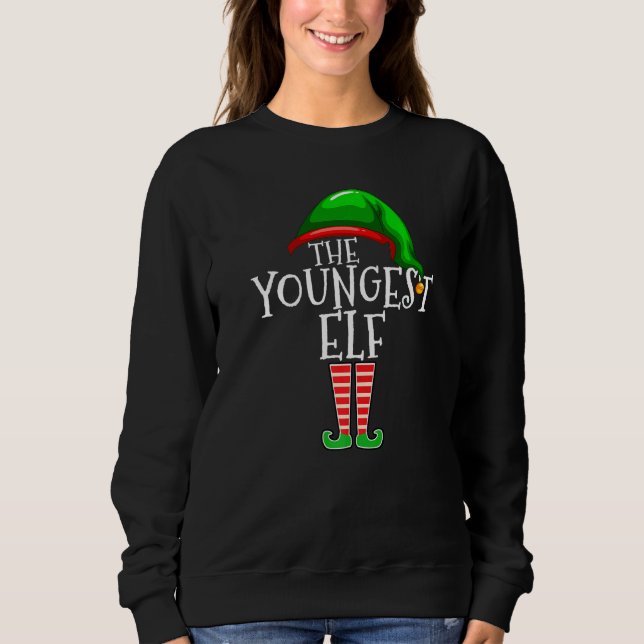 Sweatshirt Youngest Elf  Family Matching Group Christmas (Devant)