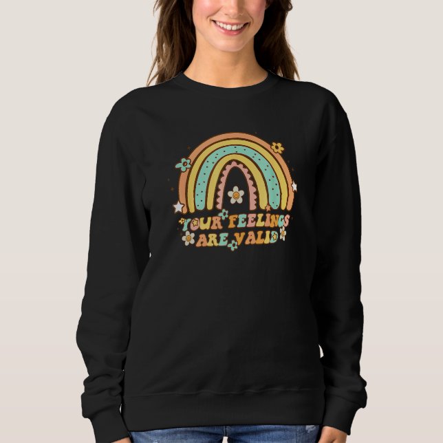Sweatshirt Your Feelings Are Valid Retro Rainbow Mental Healt (Devant)
