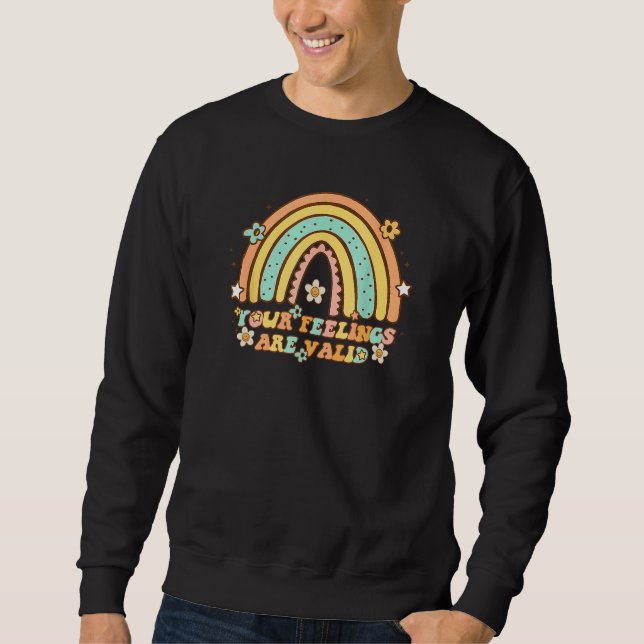 Sweatshirt Your Feelings Are Valid Retro Rainbow Mental Healt (Devant)