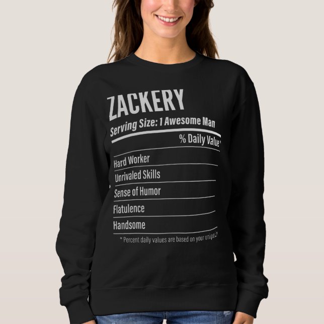 Sweatshirt Zackery Taille du service Nutrition Étiquette Calo (Devant)