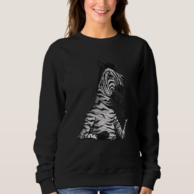 Sweatshirt Zebra Café Boisson Blanc (Devant)