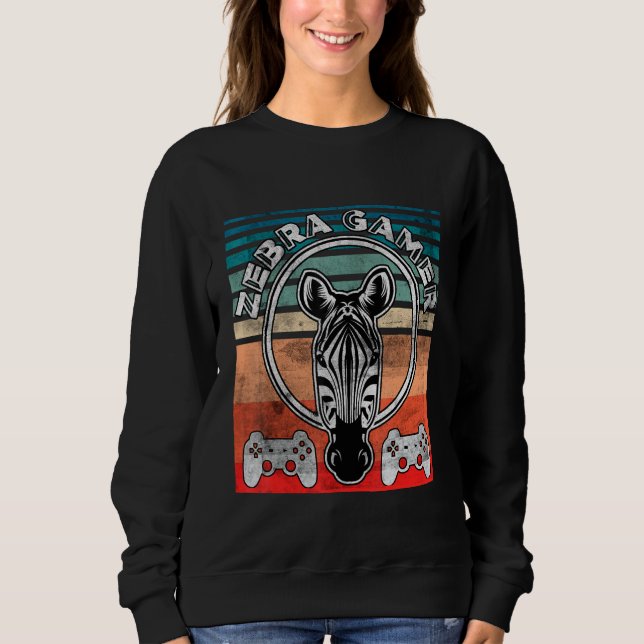 Sweatshirt Zebra Gamer Can't Hear You I'm Gaming Zebra Gamer  (Devant)