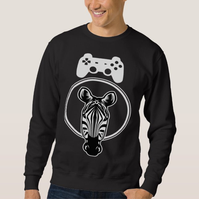 Sweatshirt Zebra Gamer Controller Graphic For Gamer Kids (Devant)