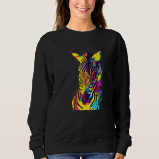 Sweatshirt Zebra Head Colorful Pop Art