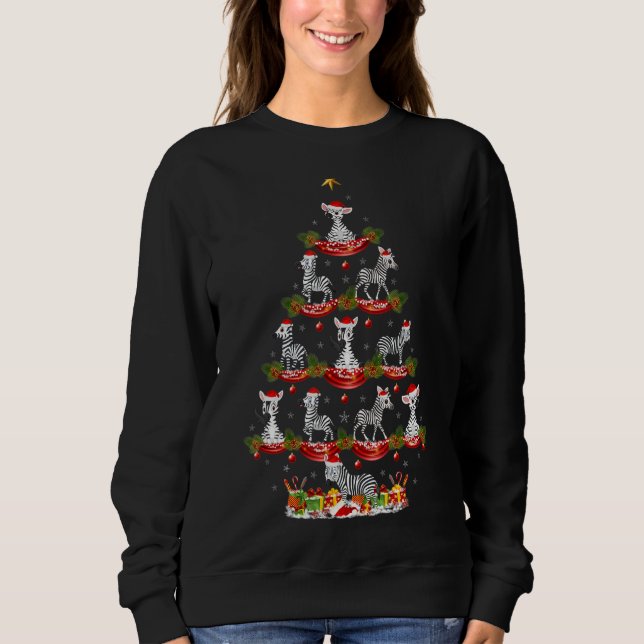 Sweatshirt Zebra   Xmas Holiday Santa Zebra Christmas Tree (Devant)