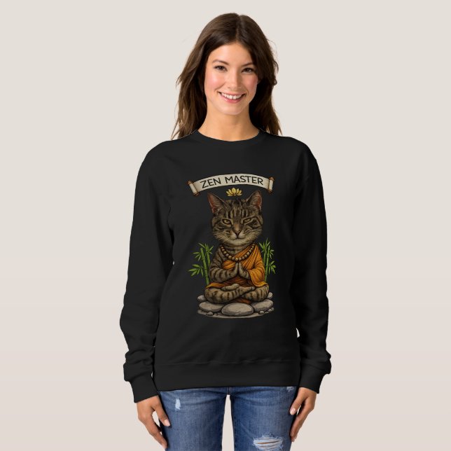 Sweatshirt Zen Master Cat Funny Chill Gray Tabby Cat Gift  (Devant entier)