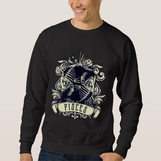 Sweatshirt Zodiac Evil 2 Poisson Squelette Occulte (Devant)
