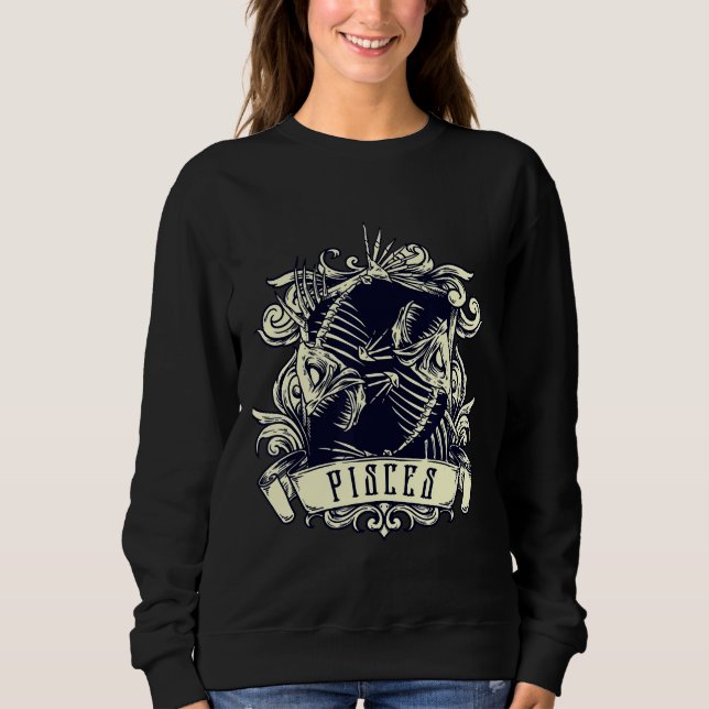 Sweatshirt Zodiac Evil 2 Poisson Squelette Occulte (Devant)