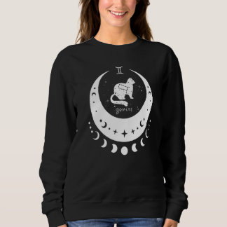 Sweatshirt Zodiac Gemini Horoscope Astrology Sign Cat Crescen