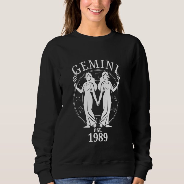Sweatshirt Zodiac Gemini Twins Né en 1989 (Devant)