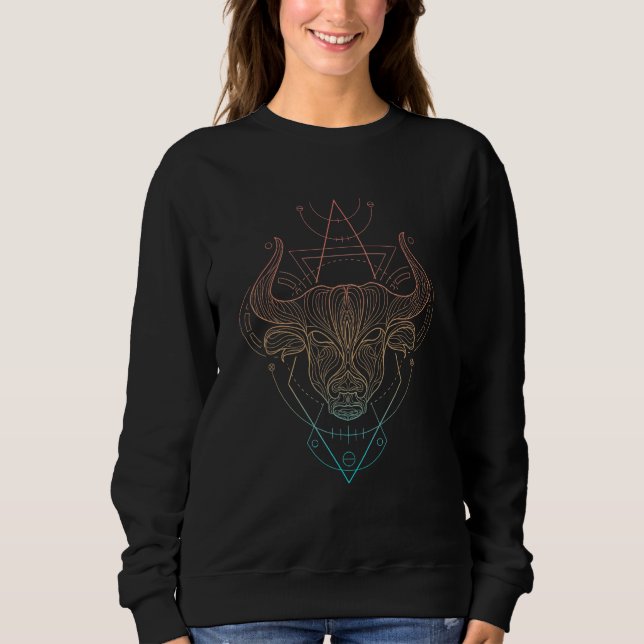 Sweatshirt Zodiac Taurus Géométrie Sacrée (Devant)