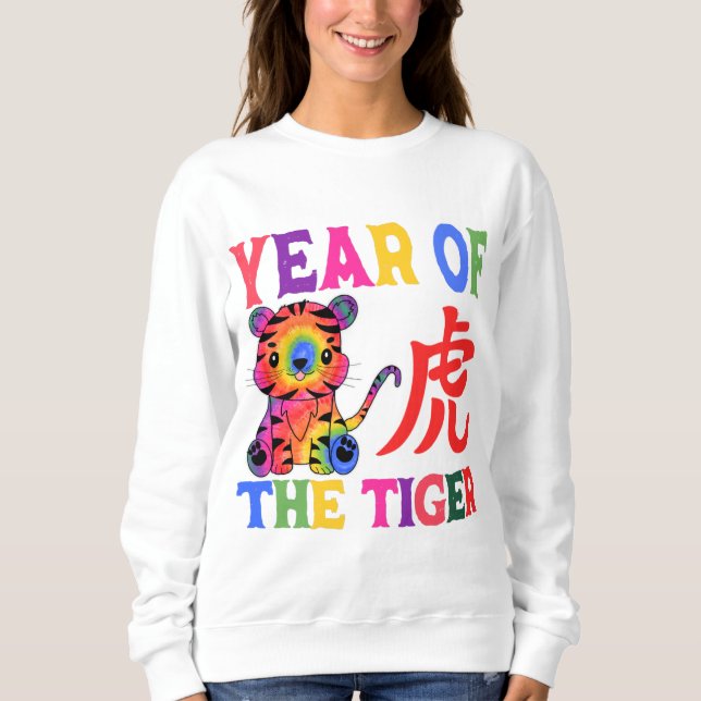Sweatshirt Zodiaque chinois - Année du tigre en arc-en-ciel (Devant)