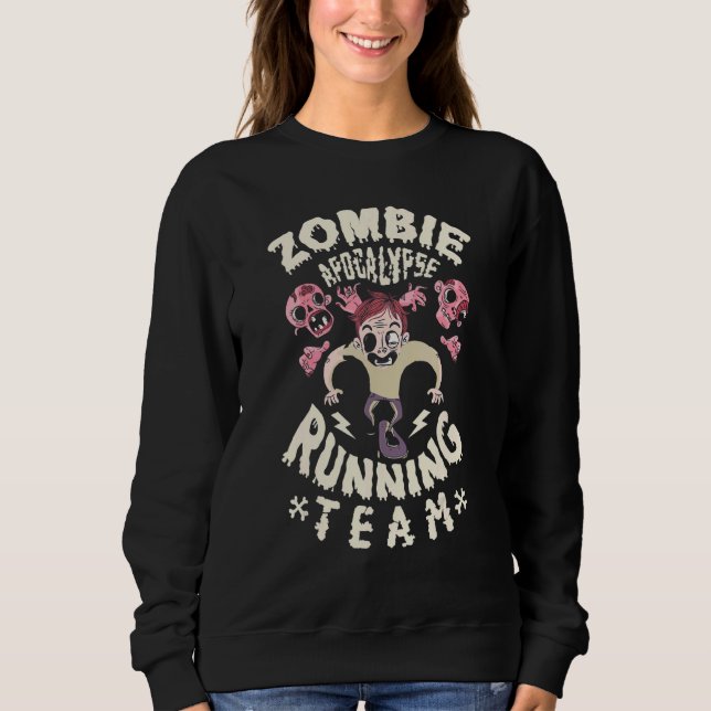 Sweatshirt Zombies Apocalypse Courir Équipe Effrayant Happy H (Devant)