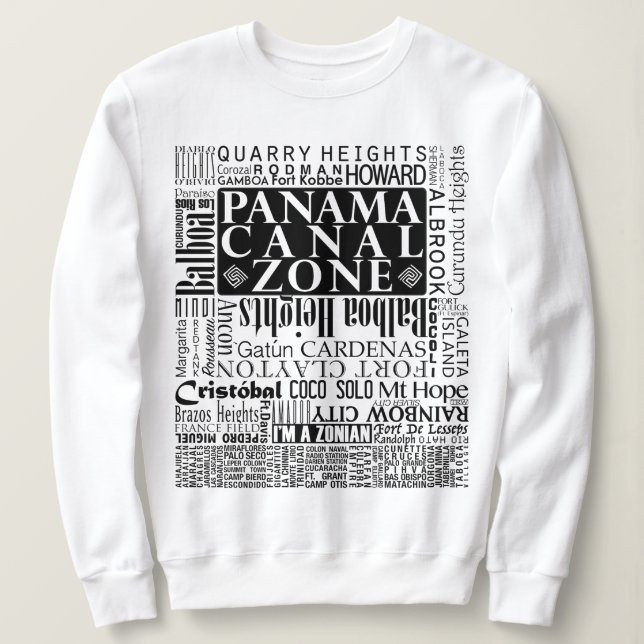 Sweatshirt Zone du canal de Panama en blanc (Design devant)