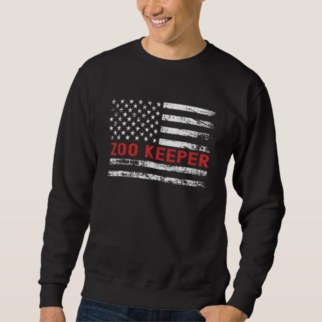 Sweatshirt Zoo Keeper USA Flag Profession Retro Job Title (Devant)