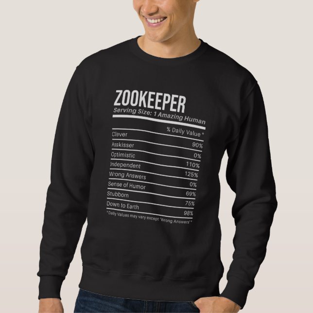 Sweatshirt zookeeper Nutritional Values  Nutrition Facts (Devant)