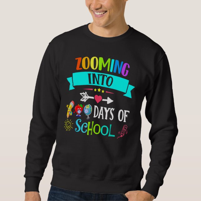 Sweatshirt Zooming Into 100 Days Of School Teacher Kids (Devant)