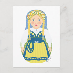 Swede Matryoshka Postcard Postkarte