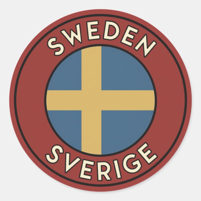 Sweden Sverige Runder Aufkleber (Vorderseite)